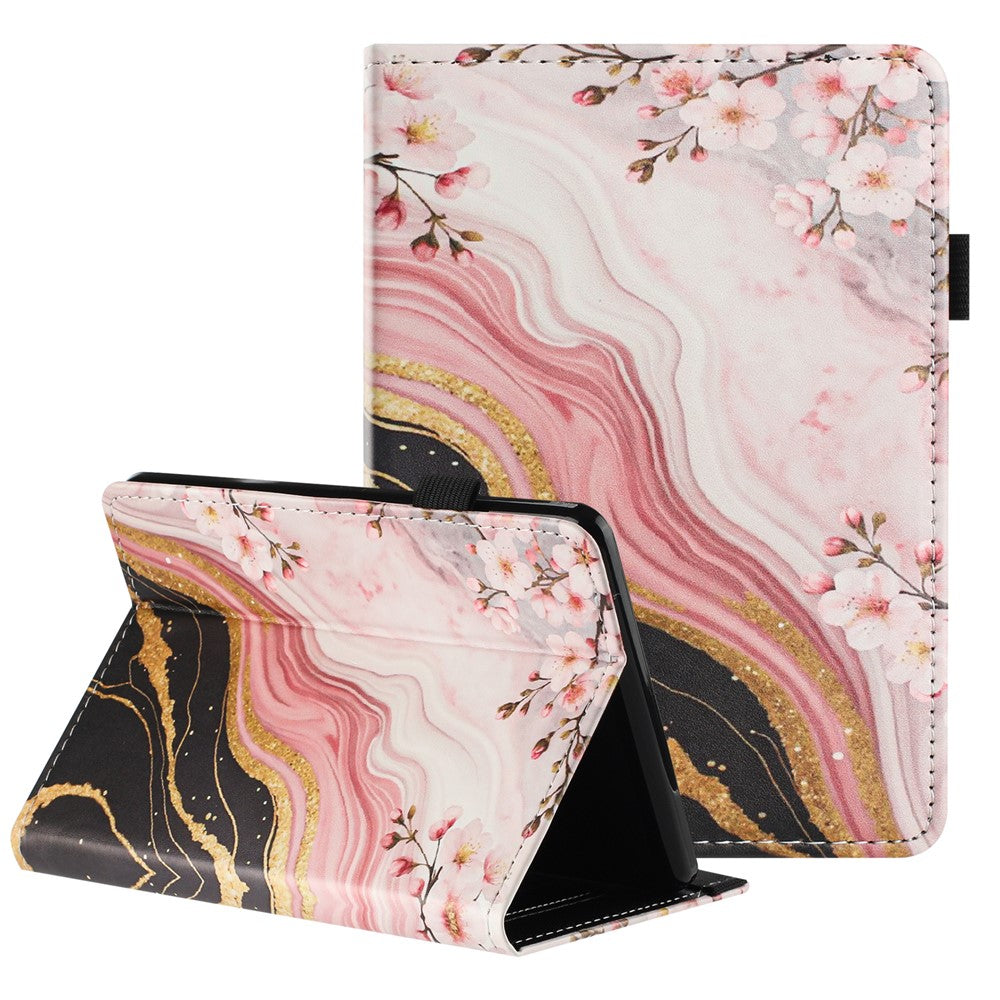 For Amazon Kindle Paperwhite 6 (2024) Tablet Case Litchi Texture Pattern Printing Leather Cover Auto Sleep / Wake with Card Holder