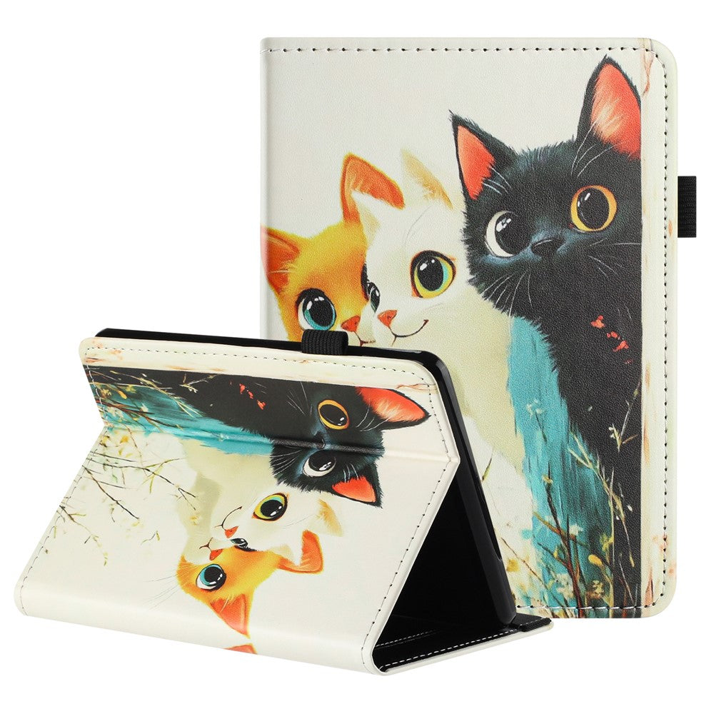 For Amazon Kindle Paperwhite 6 (2024) Tablet Case Litchi Texture Pattern Printing Leather Cover Auto Sleep / Wake with Card Holder