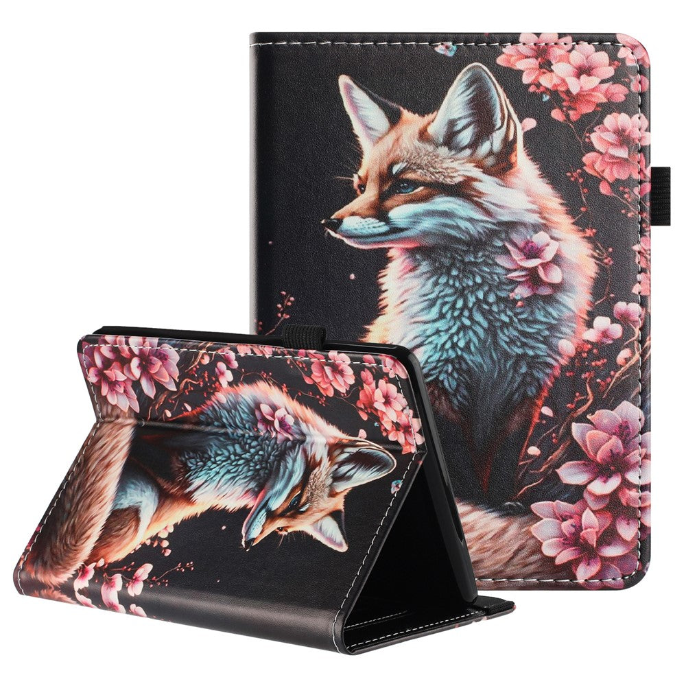 For Amazon Kindle Paperwhite 6 (2024) Tablet Case Litchi Texture Pattern Printing Leather Cover Auto Sleep / Wake with Card Holder