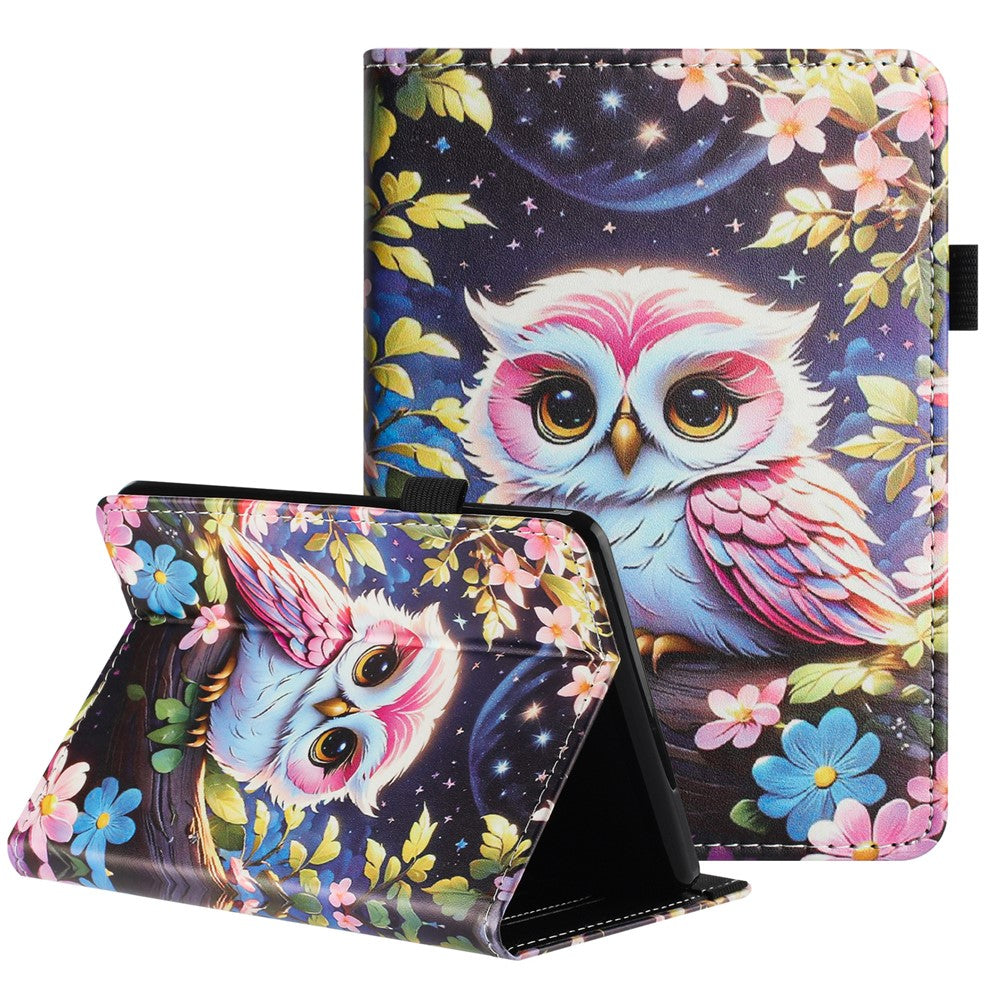 For Amazon Kindle Paperwhite 6 (2024) Tablet Case Litchi Texture Pattern Printing Leather Cover Auto Sleep / Wake with Card Holder