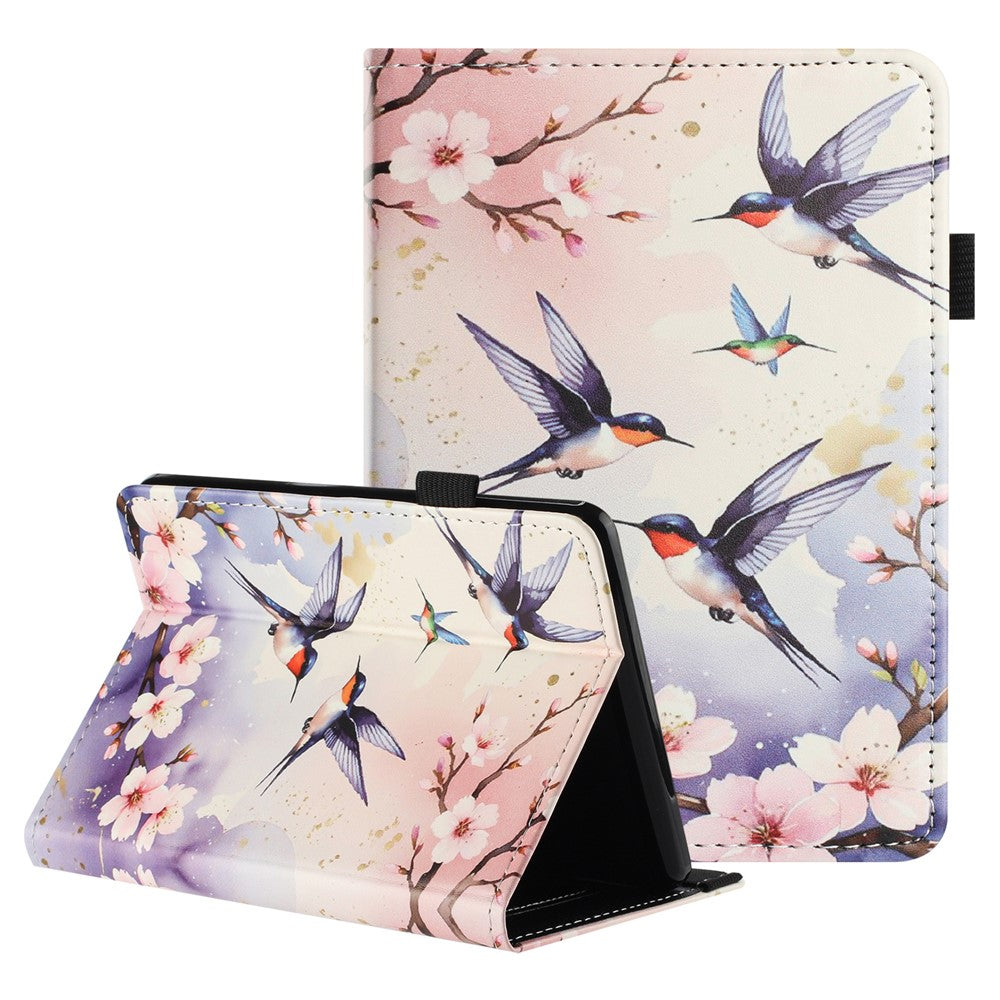 For Amazon Kindle Paperwhite 6 (2024) Tablet Case Litchi Texture Pattern Printing Leather Cover Auto Sleep / Wake with Card Holder