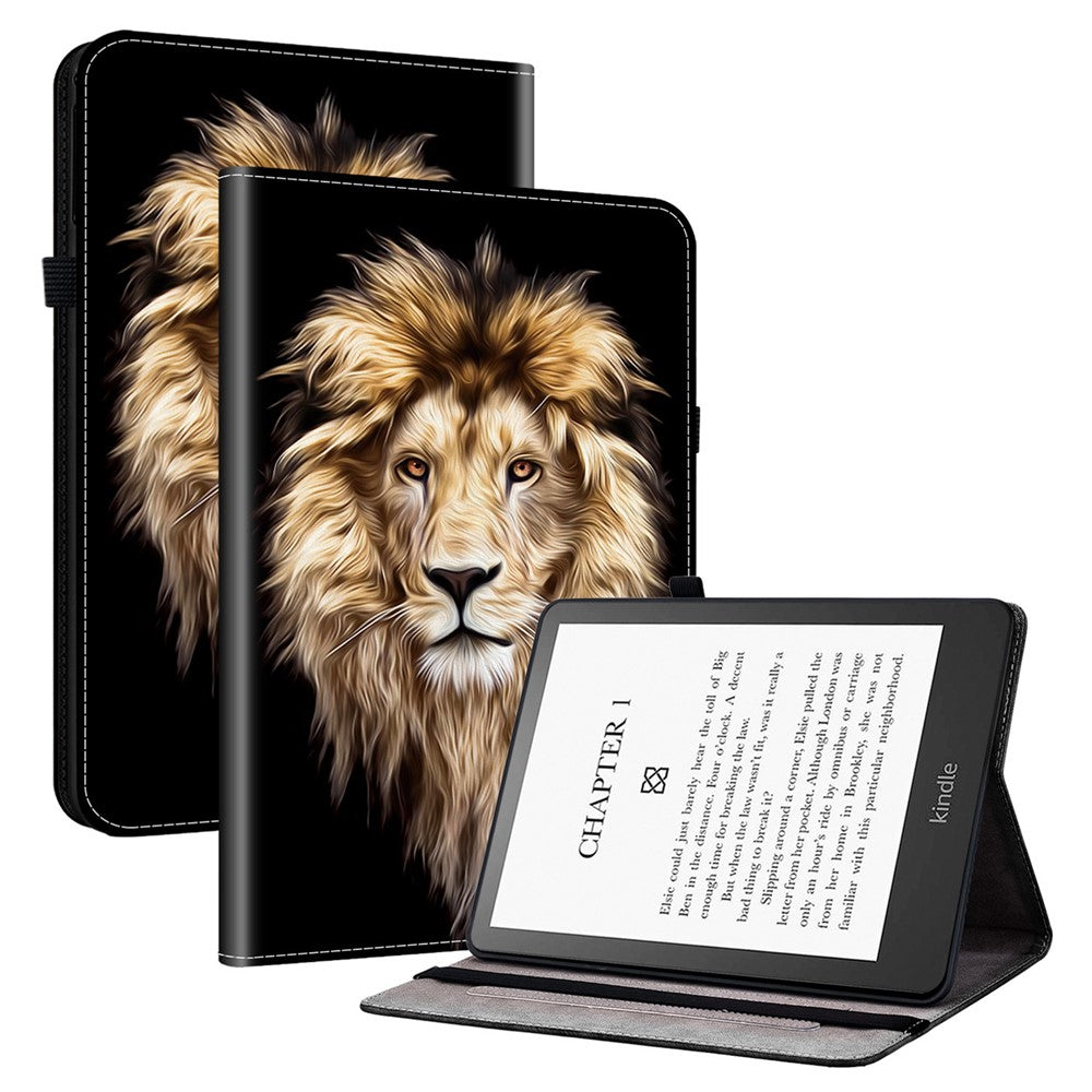 For Amazon Kindle Paperwhite (2021) Leather Case Pattern Printed Stand Tablet Cover with Card Slots