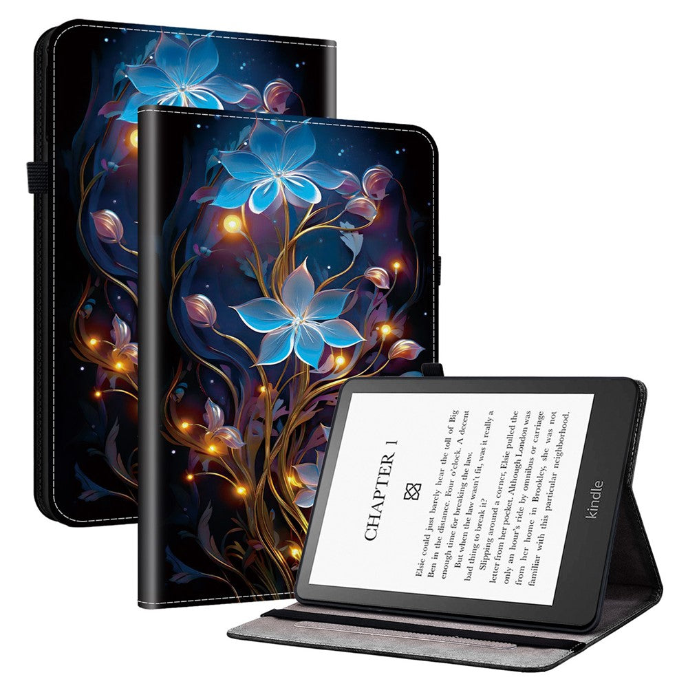 For Amazon Kindle Paperwhite (2021) Leather Case Pattern Printed Stand Tablet Cover with Card Slots