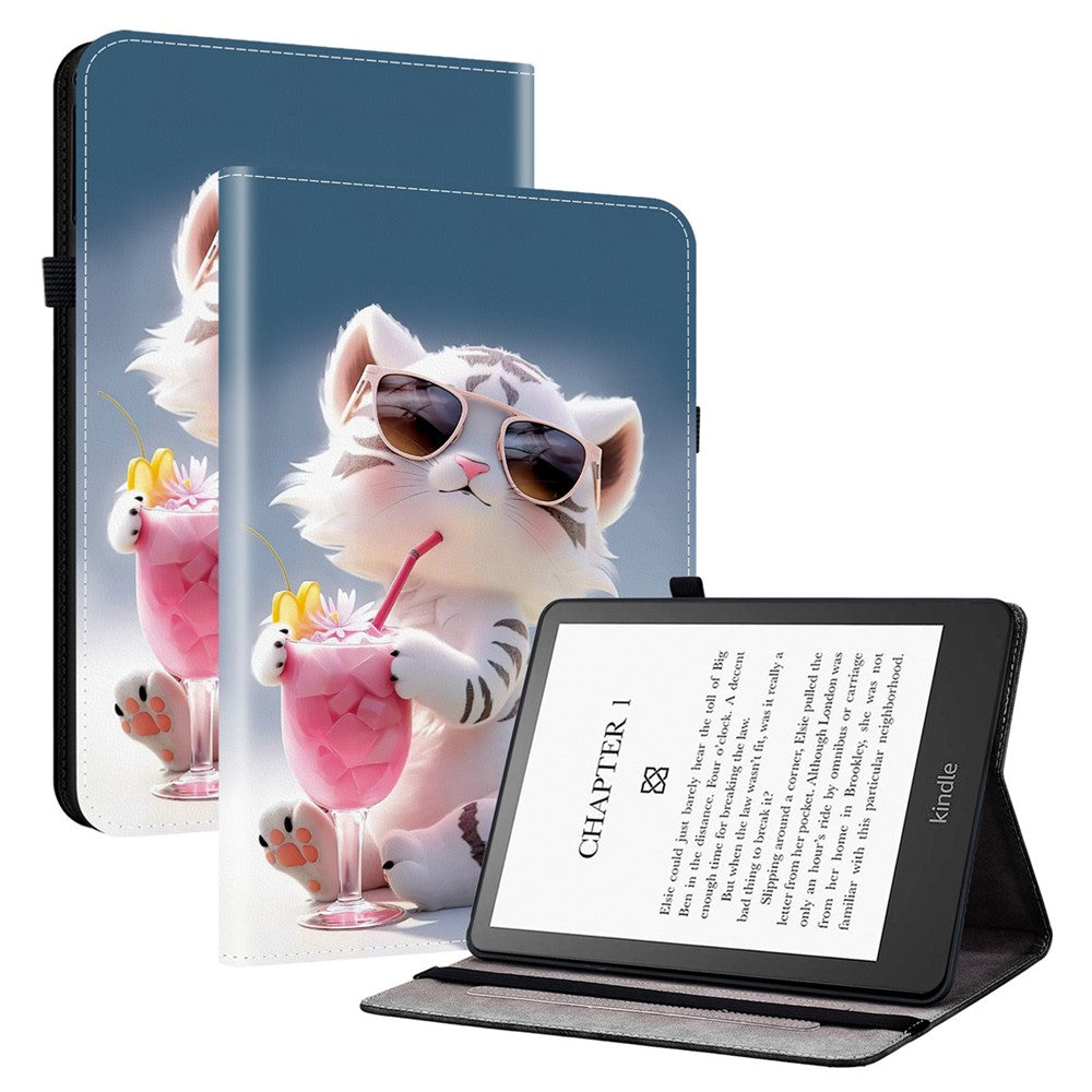 For Amazon Kindle Paperwhite (2021) Leather Case Pattern Printed Stand Tablet Cover with Card Slots
