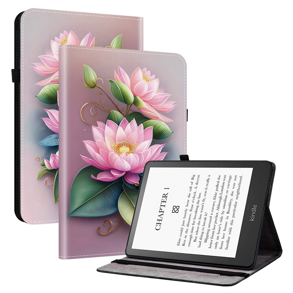 For Amazon Kindle Paperwhite (2021) Leather Case Pattern Printed Stand Tablet Cover with Card Slots