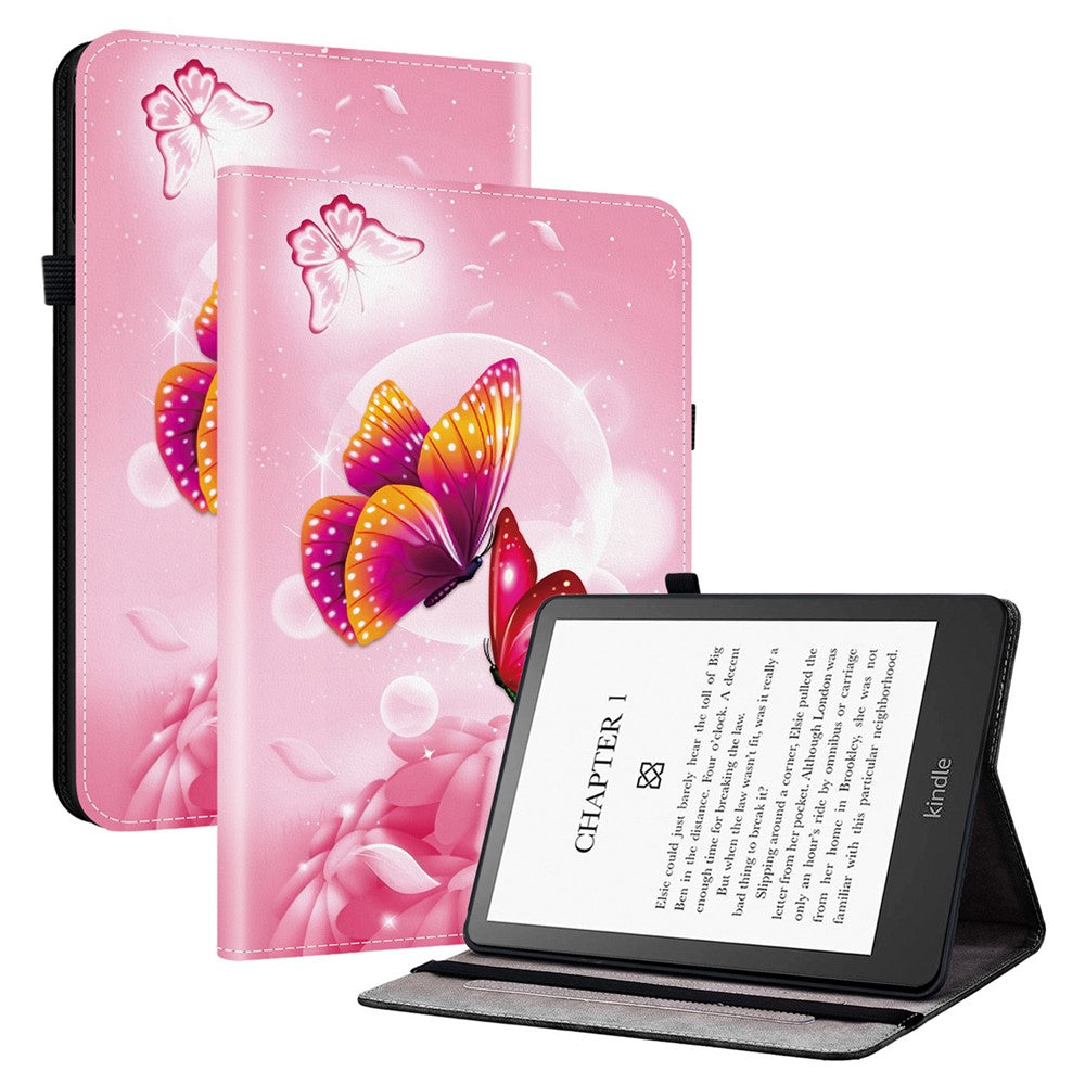 For Amazon Kindle Paperwhite (2021) Leather Case Pattern Printed Stand Tablet Cover with Card Slots