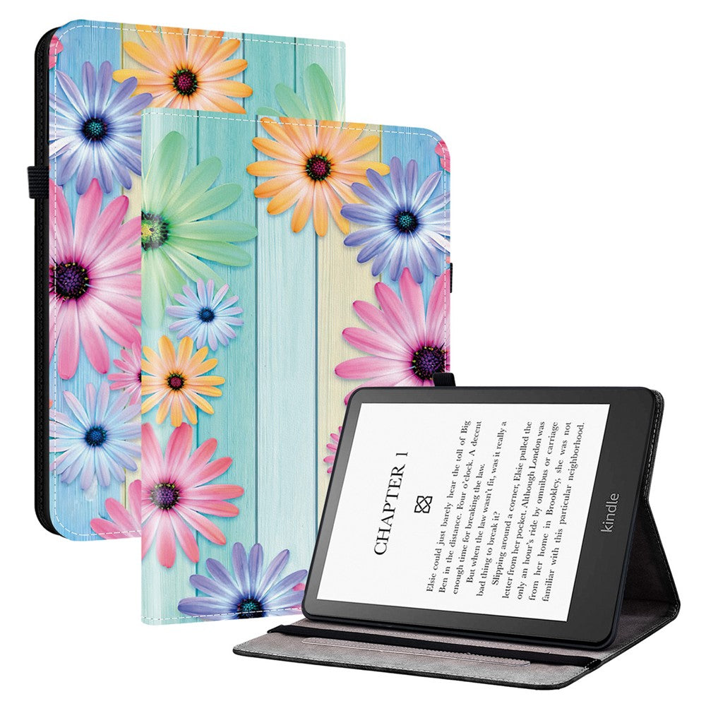 For Amazon Kindle Paperwhite (2021) Leather Case Pattern Printed Stand Tablet Cover with Card Slots