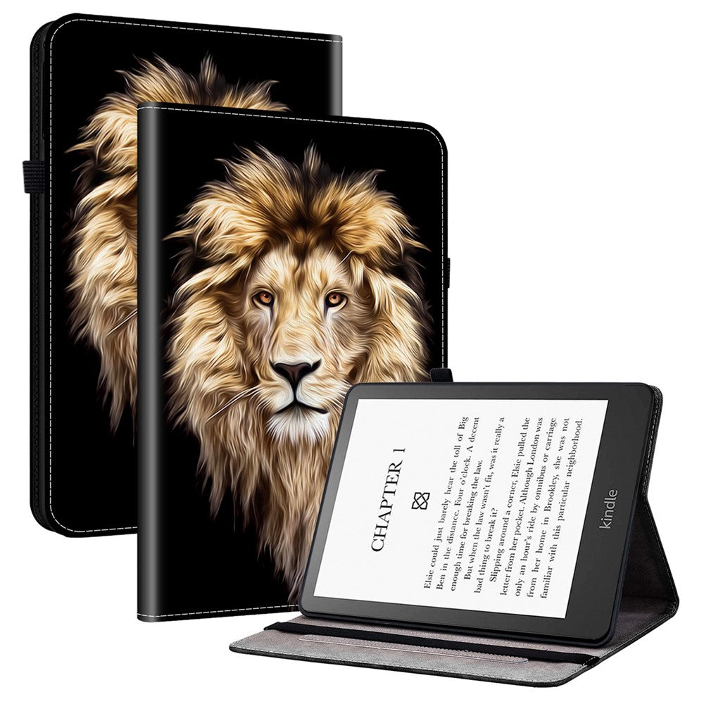 For Amazon Kindle Paperwhite (2024) / Kindle Colorsoft Leather Case Pattern Printed Stand Tablet Cover with Card Slots