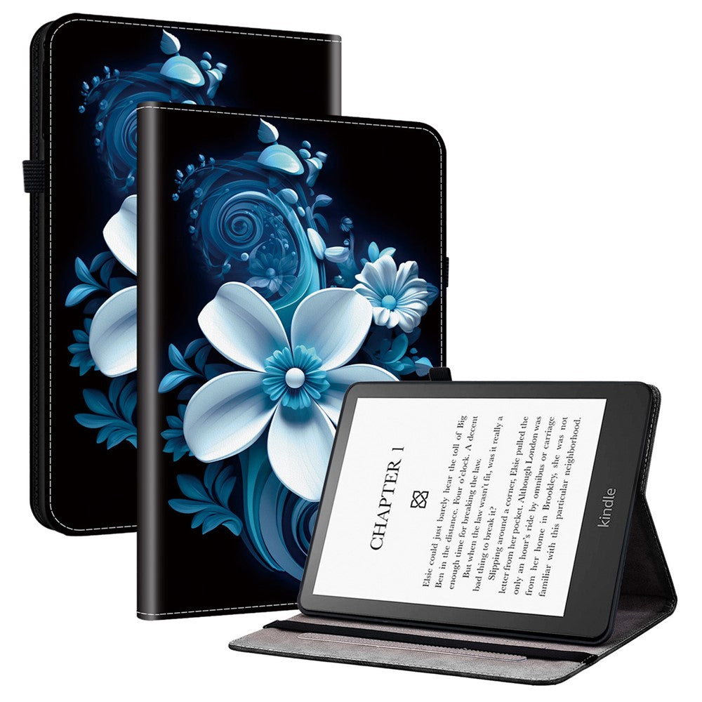 For Amazon Kindle Paperwhite (2024) / Kindle Colorsoft Leather Case Pattern Printed Stand Tablet Cover with Card Slots