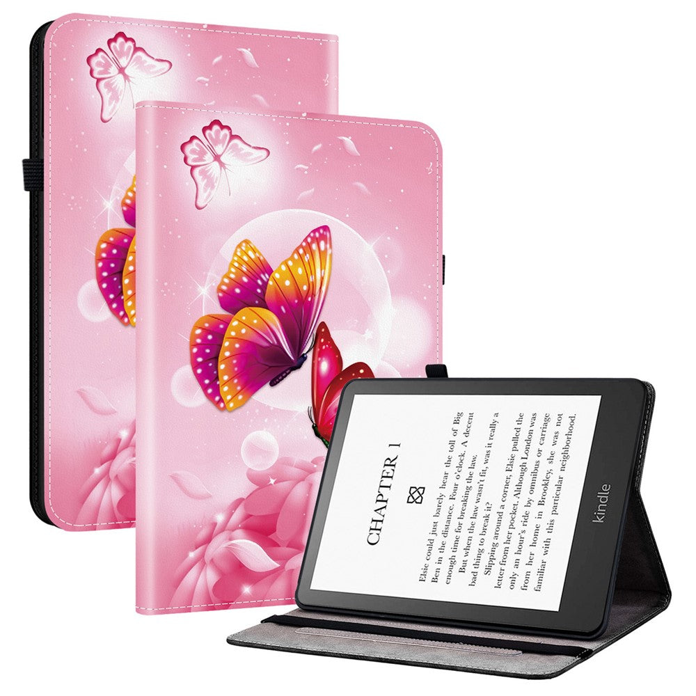 For Amazon Kindle Paperwhite (2024) / Kindle Colorsoft Leather Case Pattern Printed Stand Tablet Cover with Card Slots