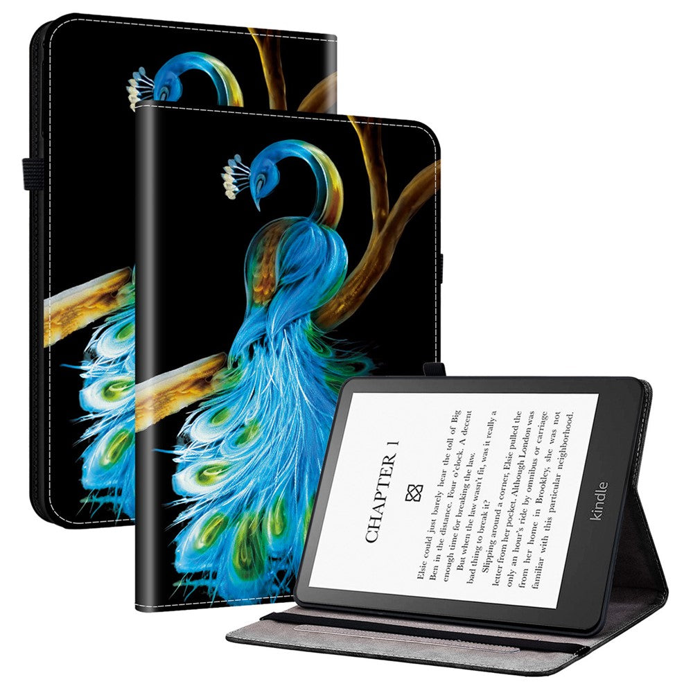 For Amazon Kindle Paperwhite (2024) / Kindle Colorsoft Leather Case Pattern Printed Stand Tablet Cover with Card Slots