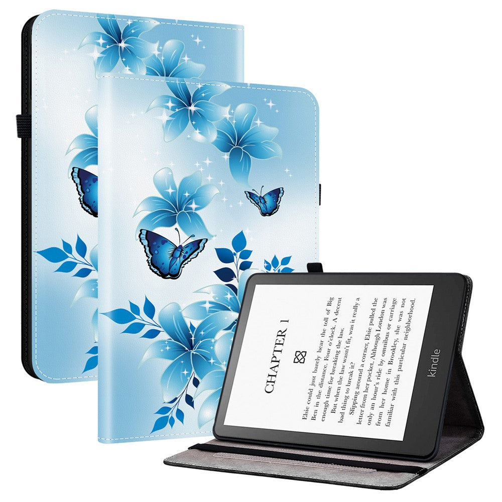 For Amazon Kindle Paperwhite (2024) / Kindle Colorsoft Leather Case Pattern Printed Stand Tablet Cover with Card Slots