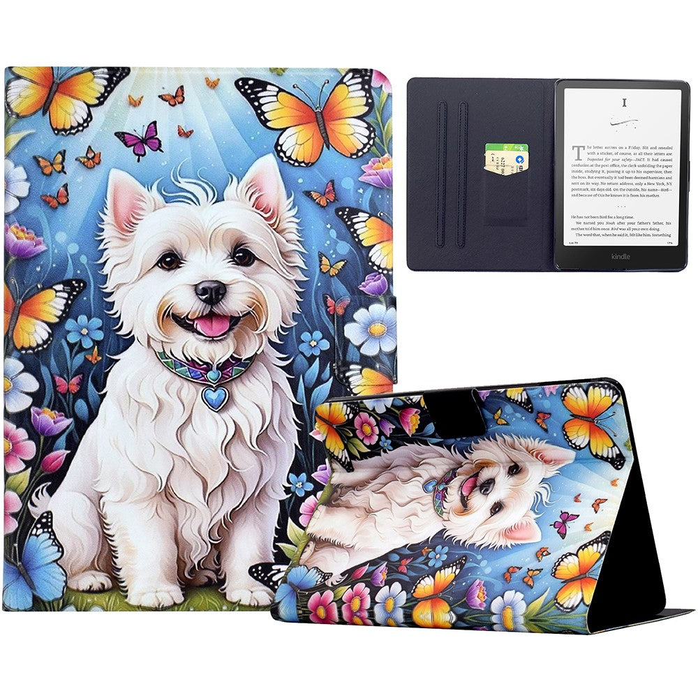 For Amazon Kindle Paperwhite 6 (2024) Stand Case Pattern Printing Tablet Leather Cover with Auto Wake / Sleep