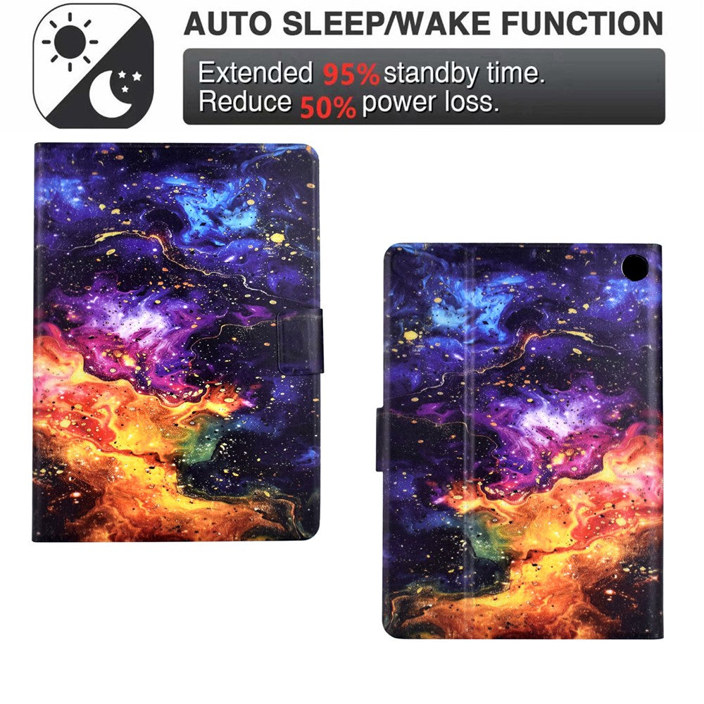 For Amazon Fire 7 (2022) Stand Case Pattern Printing Tablet Leather Cover with Auto Wake / Sleep