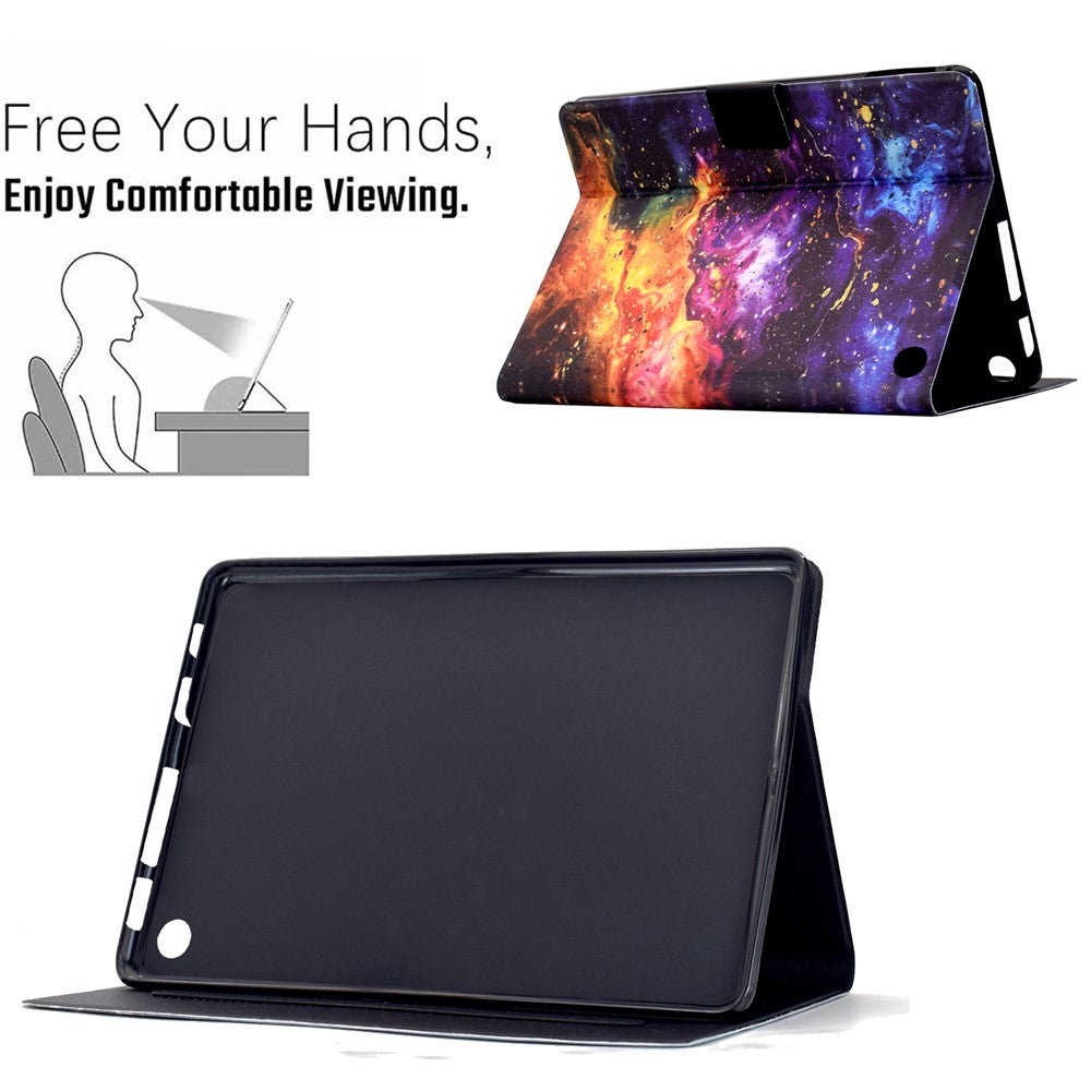 For Amazon Fire 7 (2022) Stand Case Pattern Printing Tablet Leather Cover with Auto Wake / Sleep