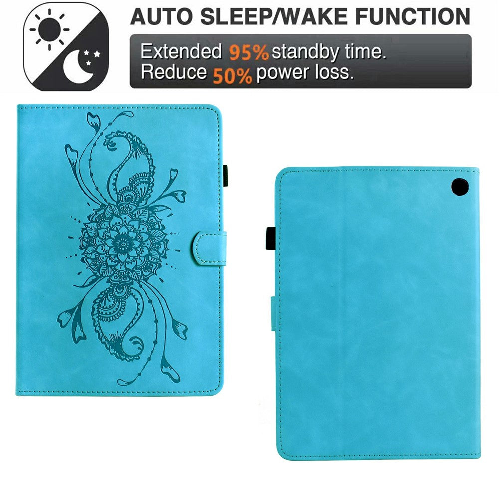 For Amazon Fire 7 (2022) Case Mandala Imprinted Leather Tablet Cover with Card Slots