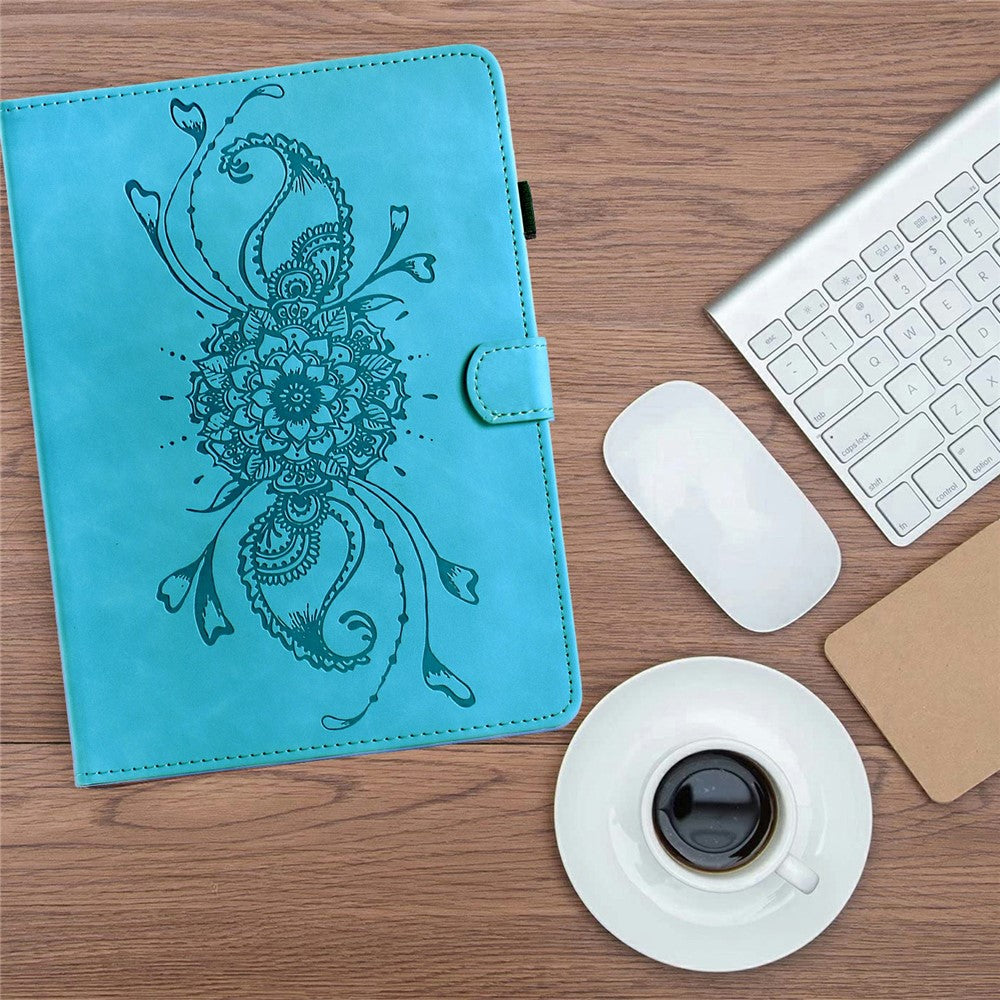 For Amazon Fire 7 (2022) Case Mandala Imprinted Leather Tablet Cover with Card Slots