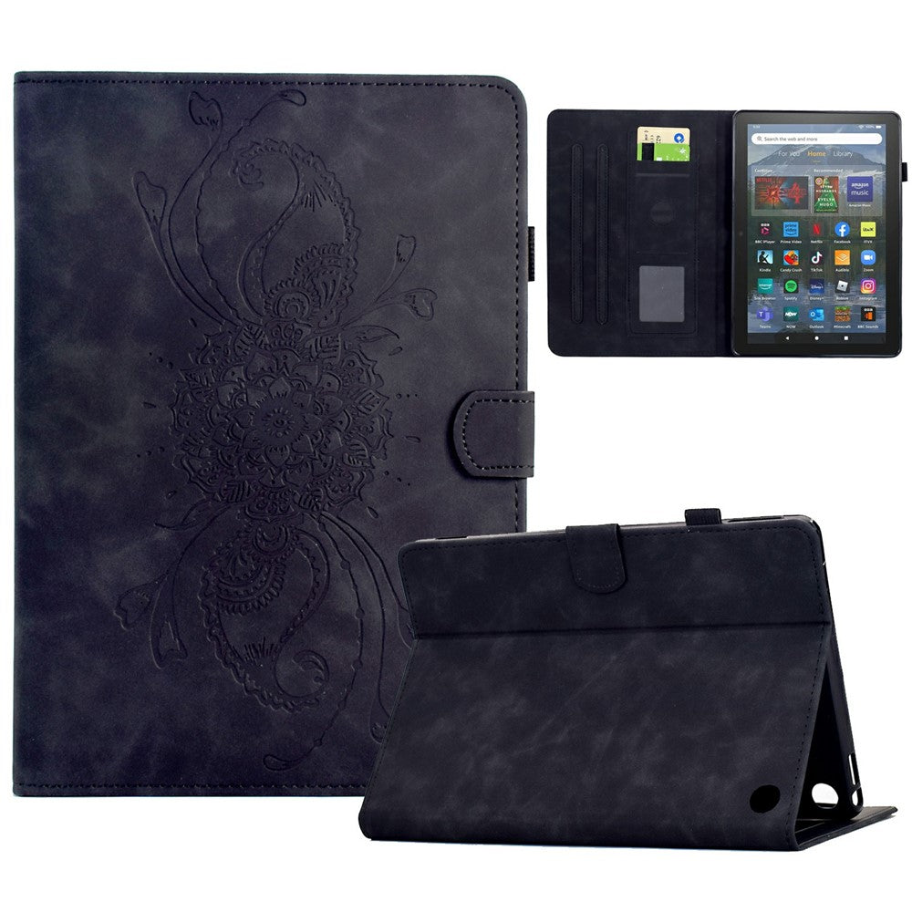 For Amazon Fire 7 (2022) Case Mandala Imprinted Leather Tablet Cover with Card Slots