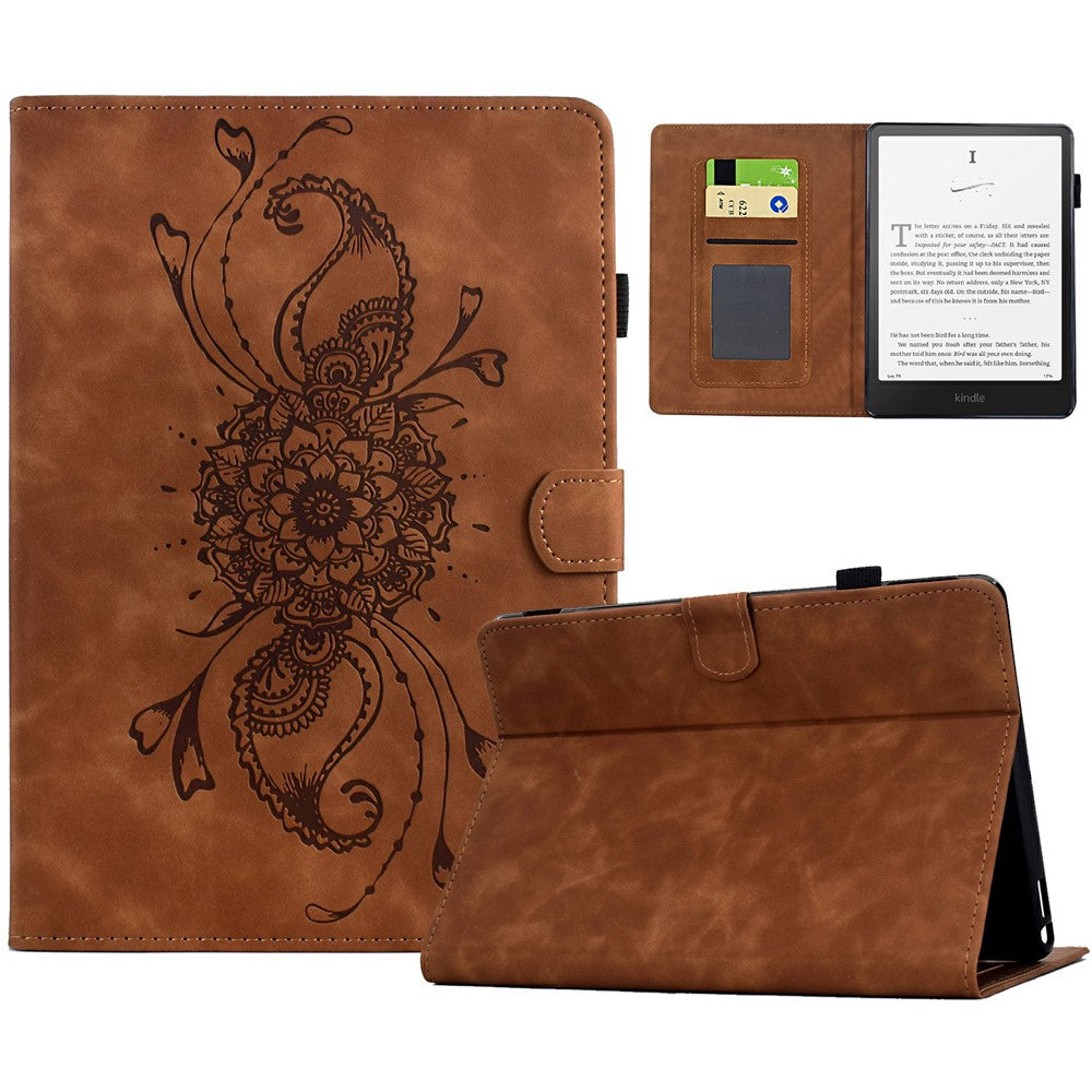 For Amazon Kindle Paperwhite 6 (2024) Case Mandala Imprinted Leather Tablet Cover with Card Slots
