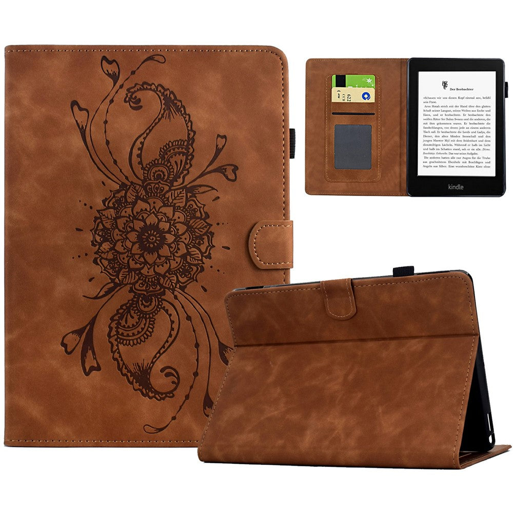 For Amazon Kindle Paperwhite 5 (2021) Case Mandala Imprinted Leather Tablet Cover with Card Slots
