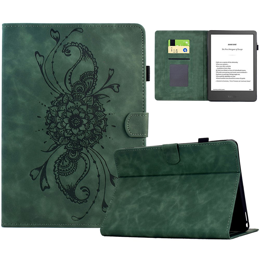 For Amazon Kindle 6" (2024) / (2022) Case Mandala Imprinted Leather Tablet Cover with Card Slots