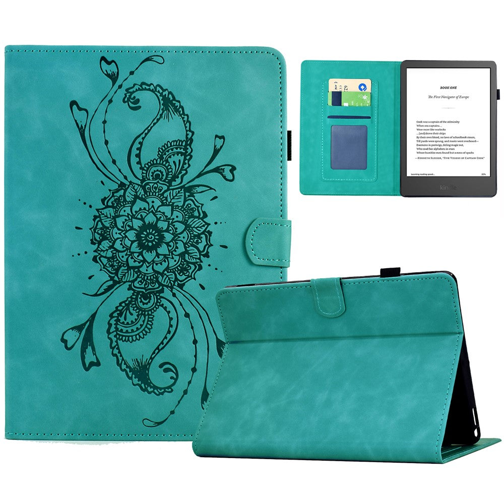 For Amazon Kindle 6" (2024) / (2022) Case Mandala Imprinted Leather Tablet Cover with Card Slots
