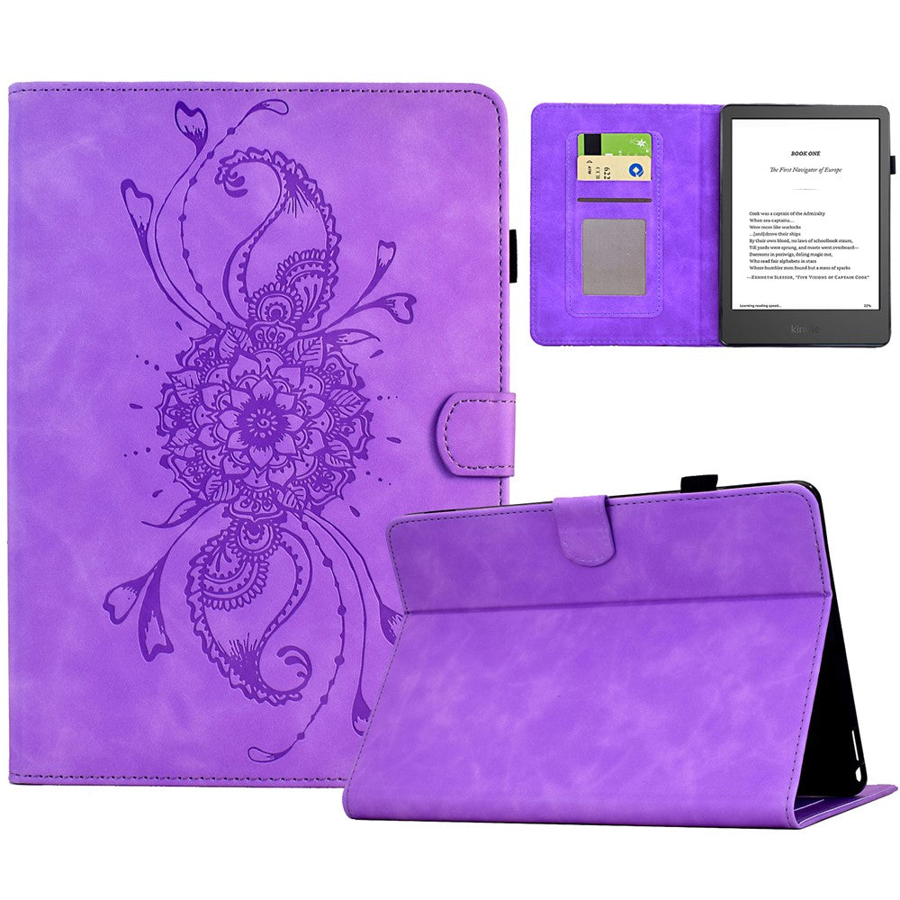 For Amazon Kindle 6" (2024) / (2022) Case Mandala Imprinted Leather Tablet Cover with Card Slots