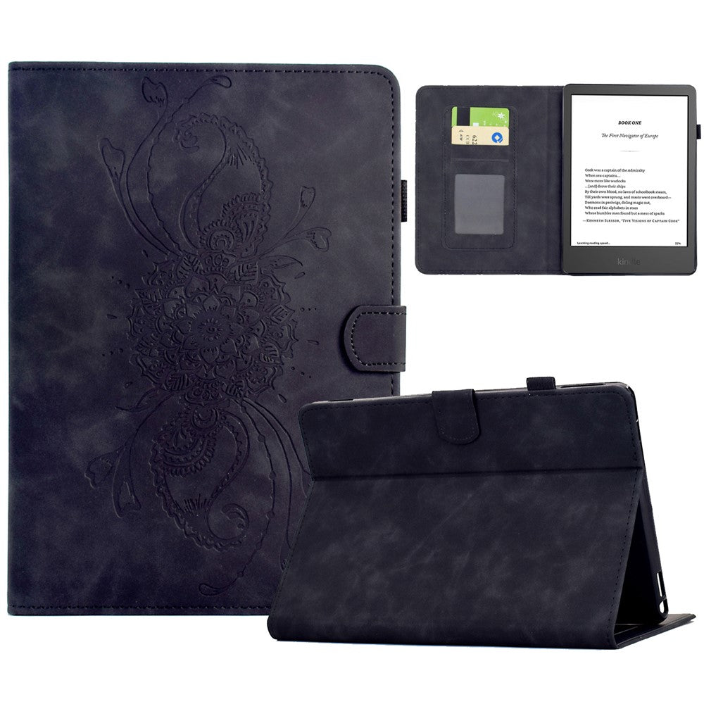 For Amazon Kindle 6" (2024) / (2022) Case Mandala Imprinted Leather Tablet Cover with Card Slots
