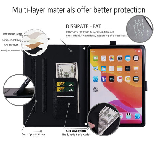 Wallet Case for Amazon Kindle Paperwhite (2024) Leather Stand Table Cover with Stylus Holder, 3D Effect Cat Pattern