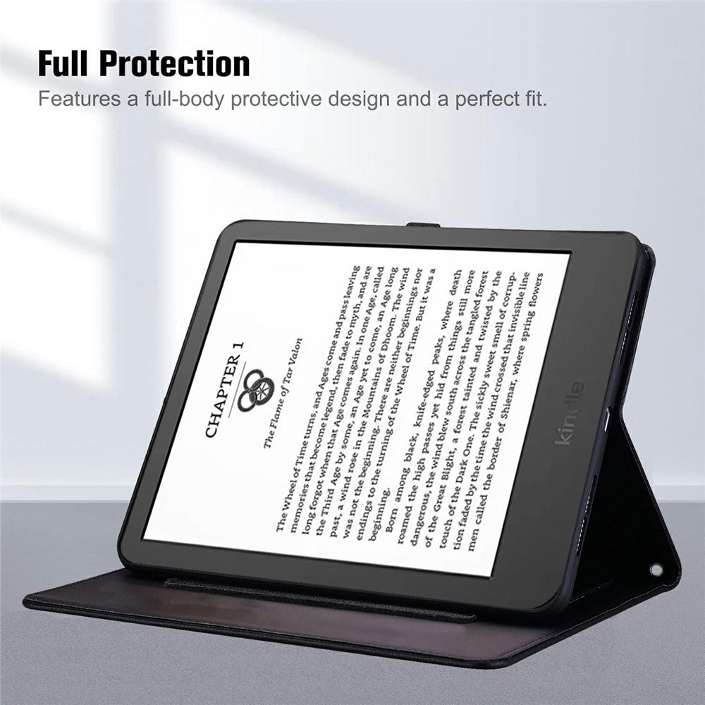 Wallet Case for Amazon Kindle Paperwhite (2024) Leather Stand Table Cover with Stylus Holder, 3D Effect Cat Pattern