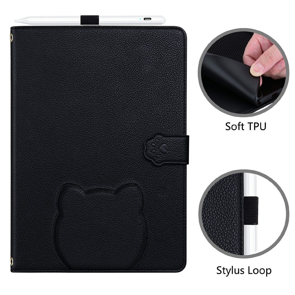 Wallet Case for Amazon Kindle Paperwhite (2024) Leather Stand Table Cover with Stylus Holder, 3D Effect Cat Pattern