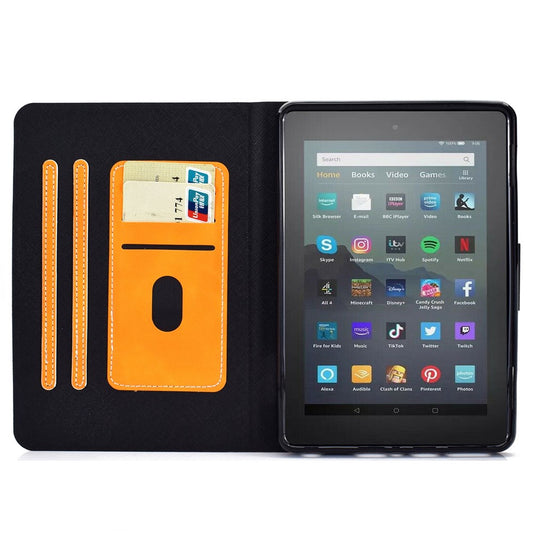 For Amazon Fire 7 (2022) PU Leather Card Holder Tablet Cover Full Protection Case with Stand