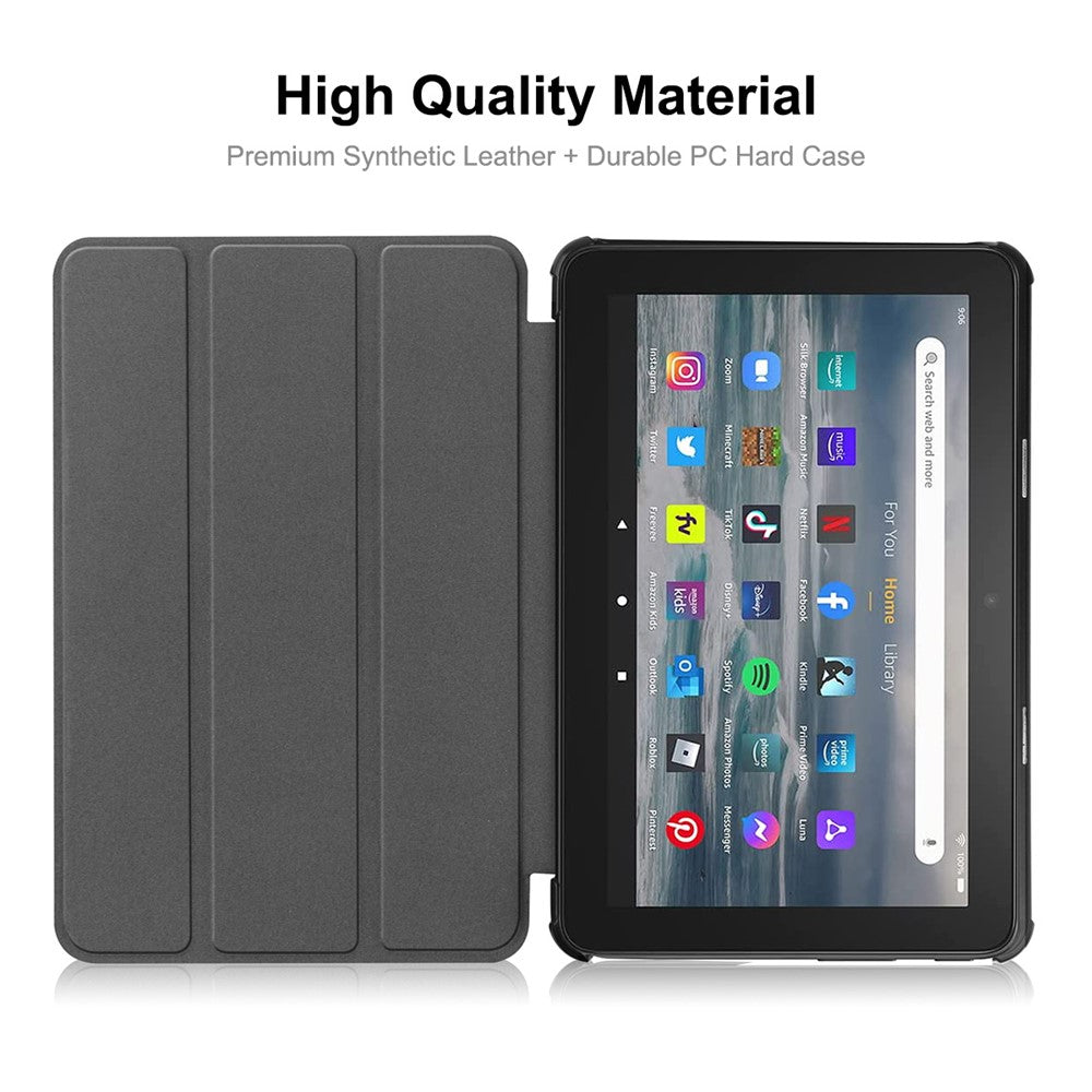 ENKAY HAT PRINCE For Amazon Fire 7 (2022) Tri-fold Stand Tablet Case Auto Wake / Sleep Function PU Leather + PC Protective Cover