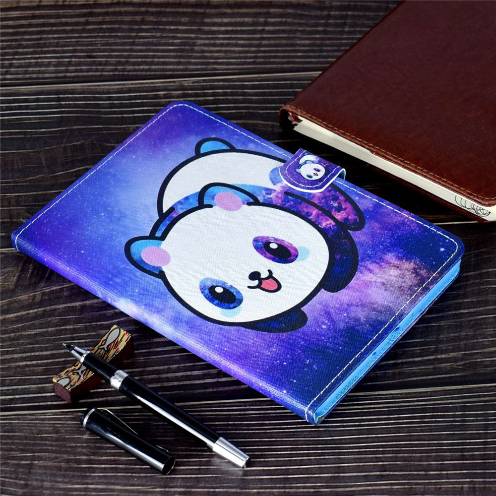 For Amazon Fire HD 8 (2016) / (2017) / (2018) Shockproof Cover Anti-Scratch Leather Case Stitched Pattern Printed Magnetic Closure Tablet Stand Case with Wallet / Card Slots