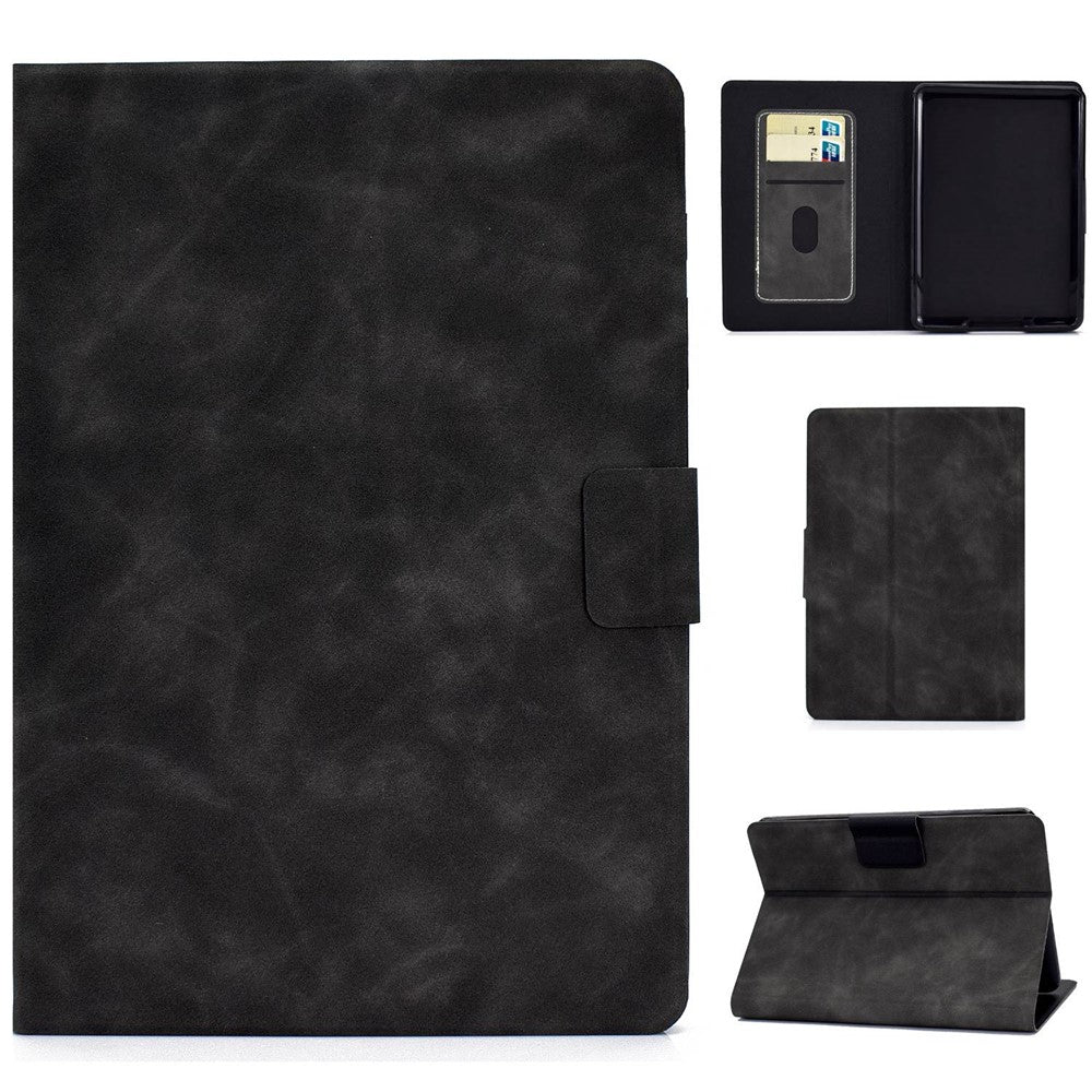 For Amazon Kindle Paperwhite 5 (2021) Solid Color Cowhide Texture PU Leather Stand Cover Card Slots Design Drop-proof Case