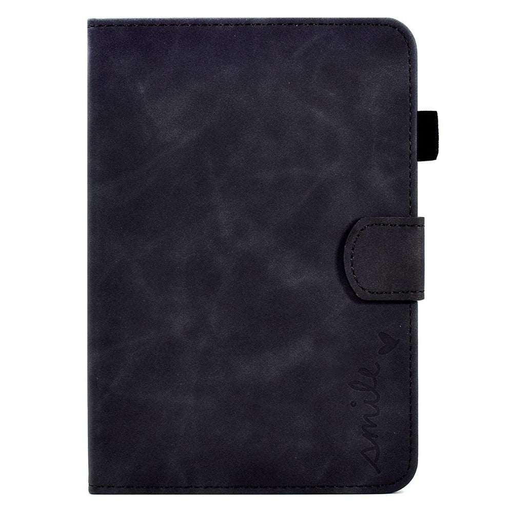 For Amazon Kindle Paperwhite (2015) / 2 (2015) / 3 (2015) / 4 (2018) Heart Shape Imprinted Solid Color PU Leather Flip Stand Protective Case with Card Slots