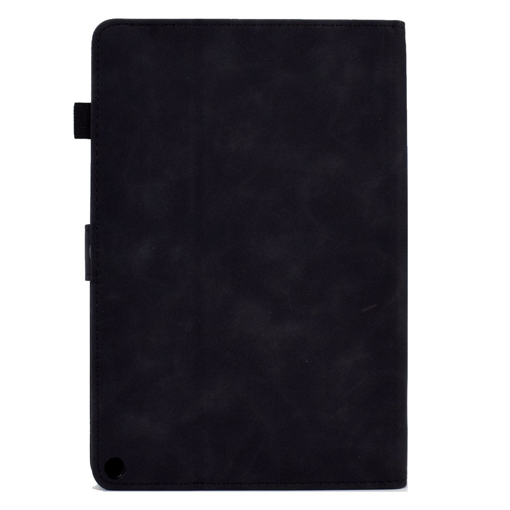 For Amazon Fire HD 8 (2020) Solid Color Heart Shape Imprinted PU Leather Shockproof Cover Card Slots Design Foldable Stand Protective Case