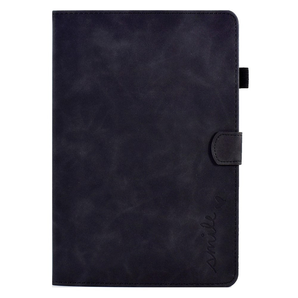 For Amazon Fire HD 8 (2020) Solid Color Heart Shape Imprinted PU Leather Shockproof Cover Card Slots Design Foldable Stand Protective Case