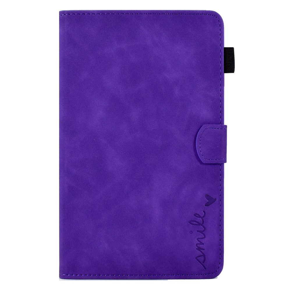 For Amazon Fire 7 (2015) / (2017) / (2019) Heart Shape Imprinted Full Protection Shell Solid Color PU Leather Stand Protective Case with Card Slots