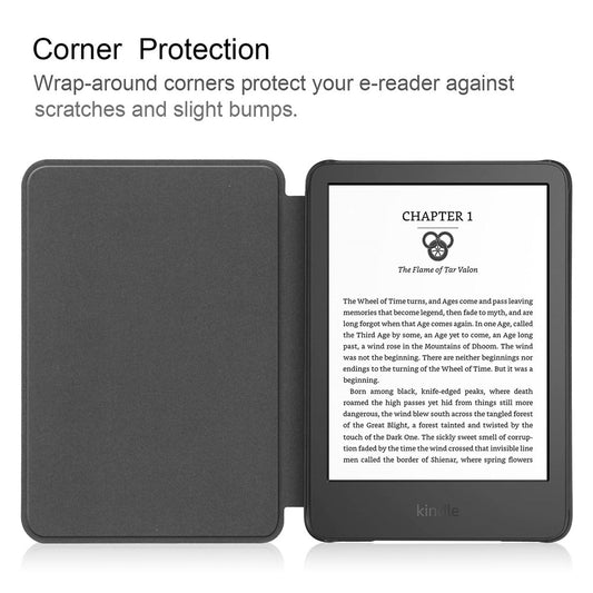 For Amazon Kindle 6" (2022) PU Leather + PC Protective Case Pattern Printing Auto Sleep / Wake E-Reader Cover