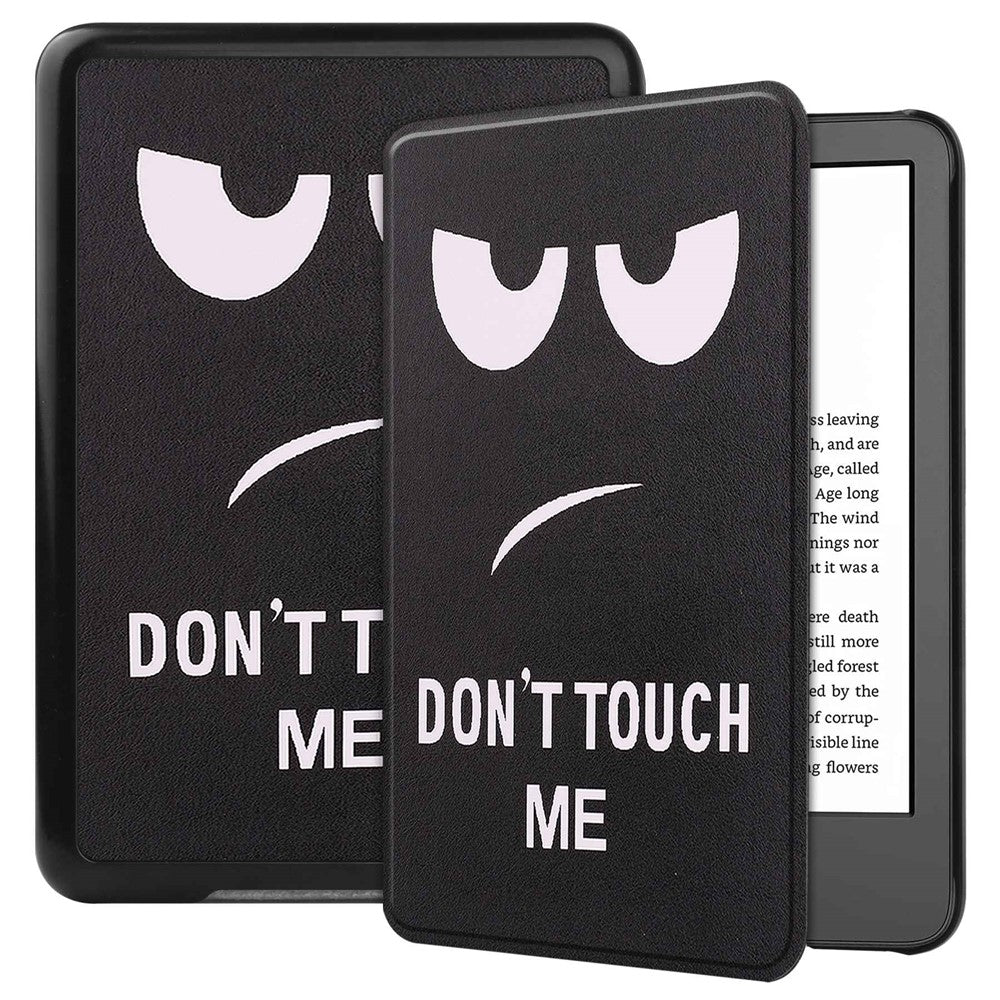 For Amazon Kindle 6" (2022) PU Leather + PC Protective Case Pattern Printing Auto Sleep / Wake E-Reader Cover