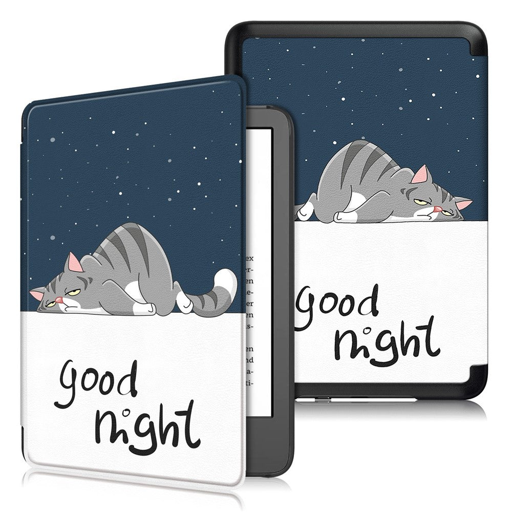 For Amazon Kindle Youth Edition 2022 Pattern Printing Tablet Case PU Leather Auto Sleep / Wake Smart Shockproof Protective Cover