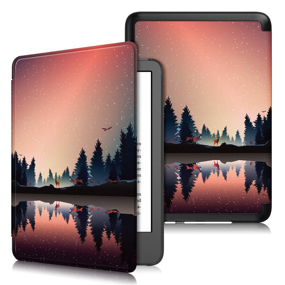 For Amazon Kindle Youth Edition 2022 Pattern Printing Tablet Case PU Leather Auto Sleep / Wake Smart Shockproof Protective Cover