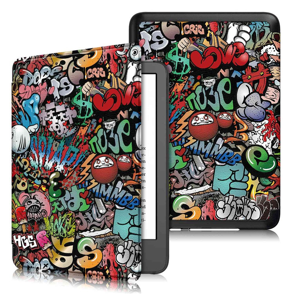 For Amazon Kindle Youth Edition 2022 Pattern Printing Tablet Case PU Leather Auto Sleep / Wake Smart Shockproof Protective Cover