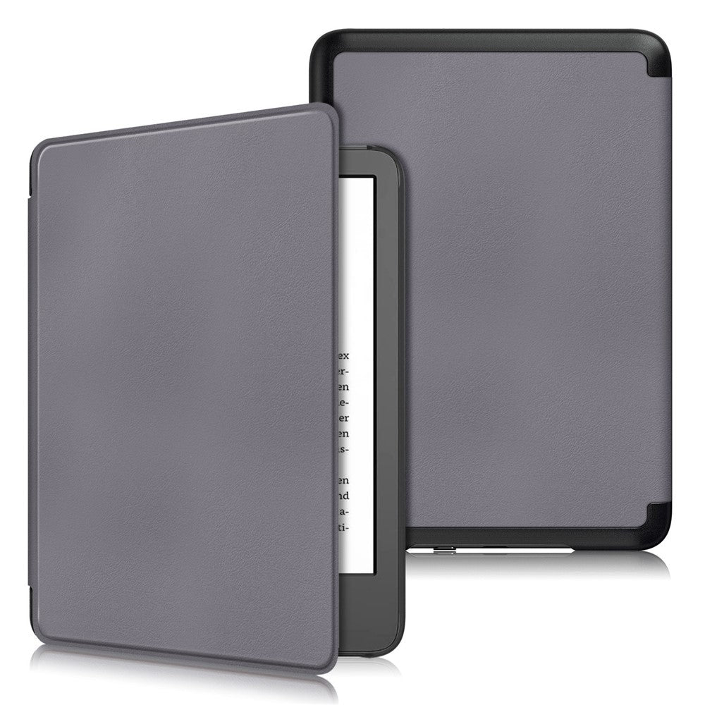 For Amazon Kindle 6" (2022) PU Leather Folio Case Auto Sleep / Wake Feature Solid Color Tablet Cover