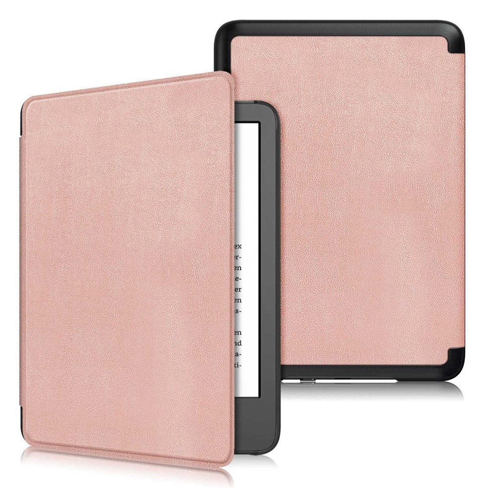 For Amazon Kindle 6" (2022) PU Leather Folio Case Auto Sleep / Wake Feature Solid Color Tablet Cover