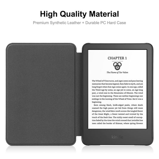 ENKAY For Amazon Kindle 6" (2022) Protective Cover Anti-Drop PU Leather Hard PC Tablet Case with Auto Sleep / Wake Function