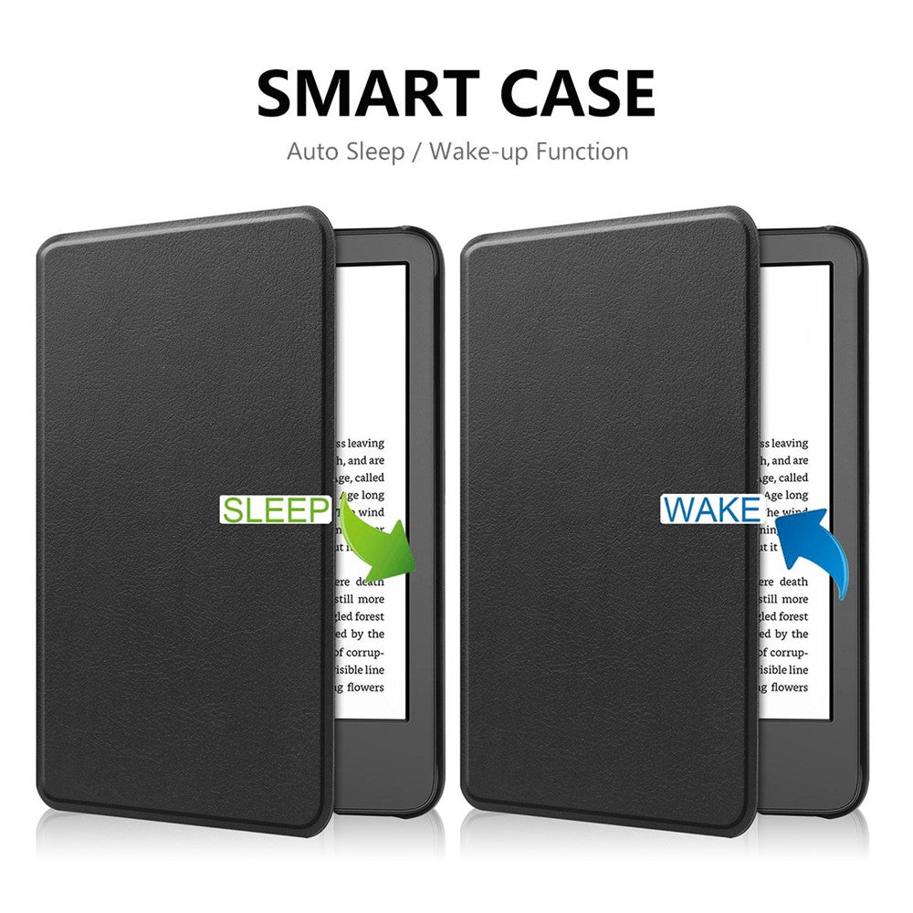ENKAY For Amazon Kindle 6" (2022) Protective Cover Anti-Drop PU Leather Hard PC Tablet Case with Auto Sleep / Wake Function