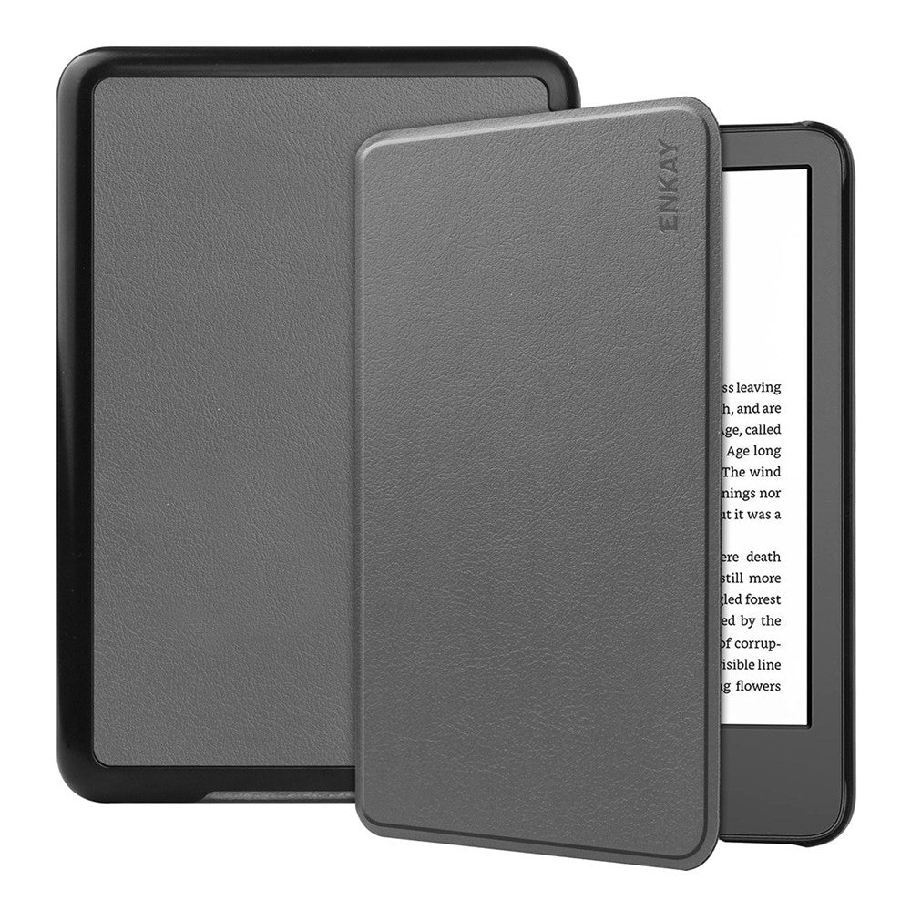 ENKAY For Amazon Kindle 6" (2022) Protective Cover Anti-Drop PU Leather Hard PC Tablet Case with Auto Sleep / Wake Function