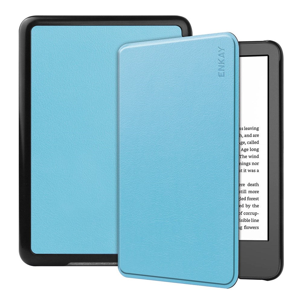 ENKAY For Amazon Kindle 6" (2022) Protective Cover Anti-Drop PU Leather Hard PC Tablet Case with Auto Sleep / Wake Function
